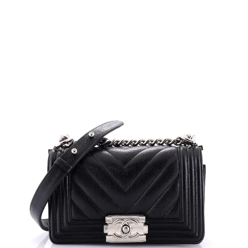 Boy Flap Bag Chevron Caviar Small