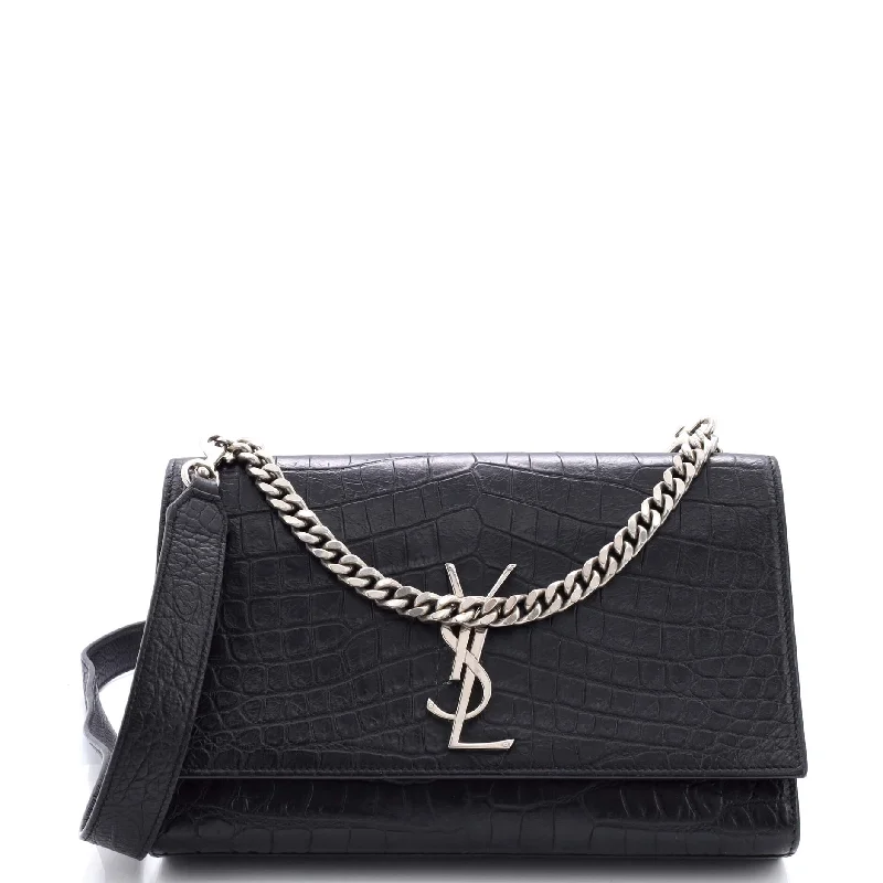 Classic Monogram Shoulder Bag Crocodile Embossed Leather