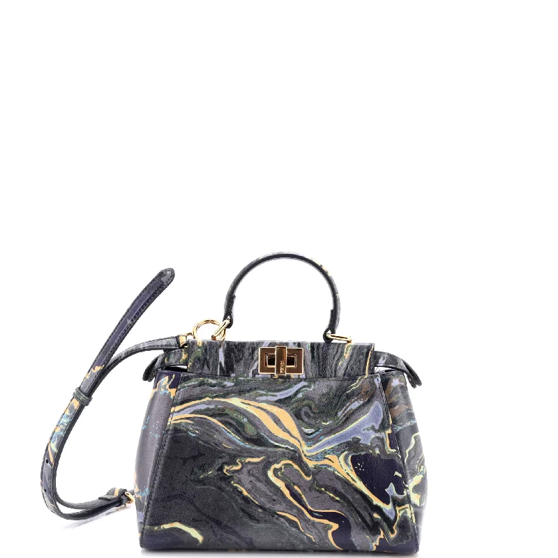 Peekaboo Bag Marble Print Leather Mini