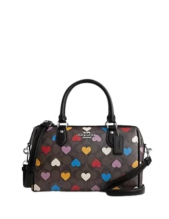 Coach Rowan Satchel In Signature Canvas With Heart Print