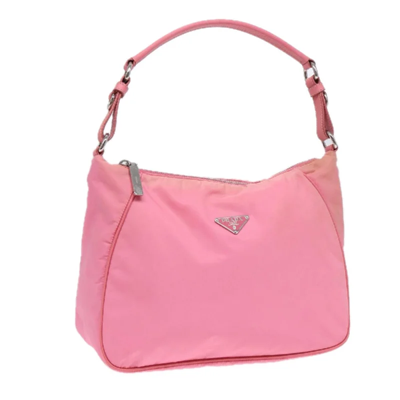 PRADA Shoulder Bag Nylon Pink Silver Auth 86879