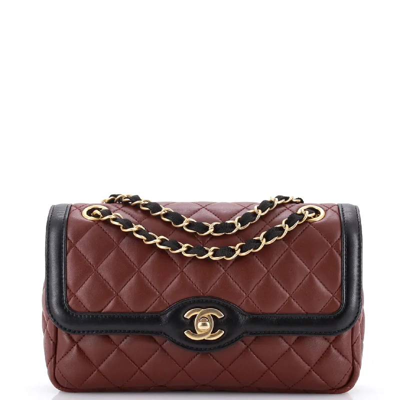 Two Tone Flap Bag Quilted Lambskin Small