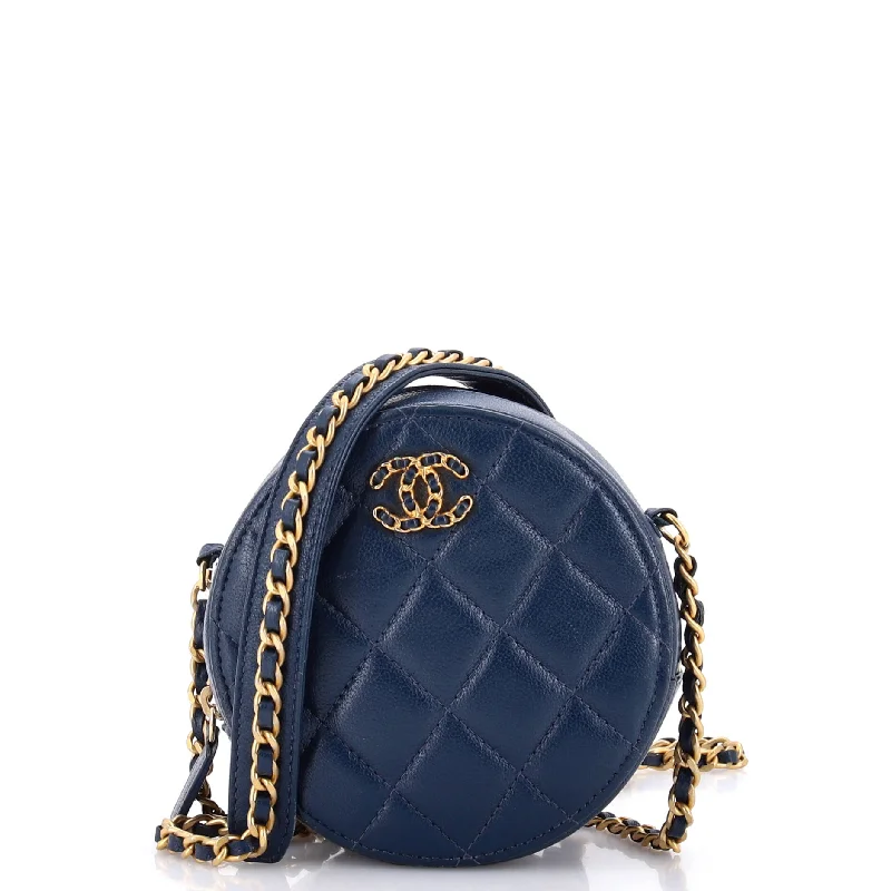 Chain Infinity Round Clutch with Chain Quilted Lambskin