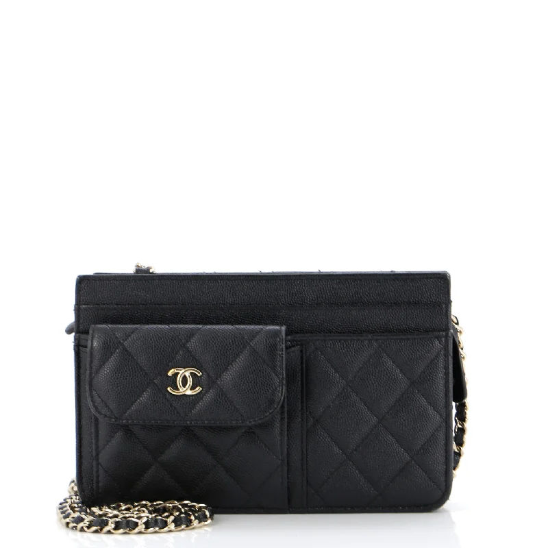 CC Multi-Pocket Wallet on Chain Quilted Caviar