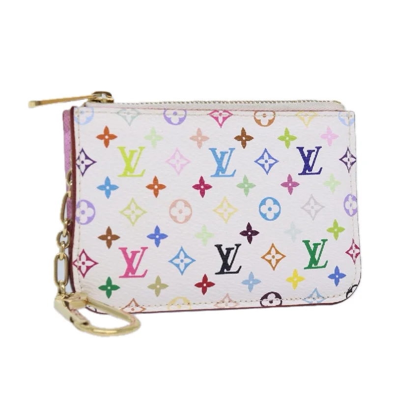 LOUIS VUITTON Multicolor Pochette Cles NM Coin Purse White M93734 LV Auth 86947