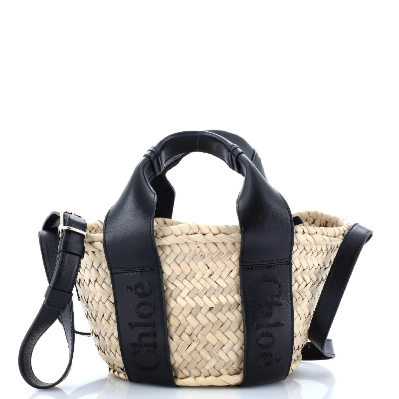 Sense Basket Tote Raffia with Leather Medium