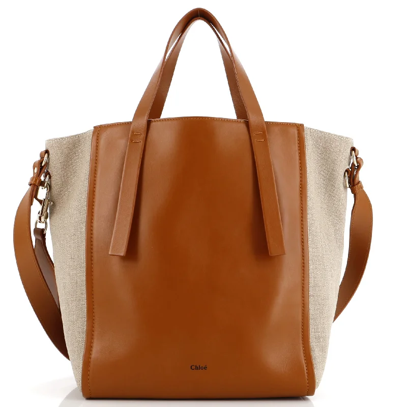 Sense Tote Leather and Canvas Medium