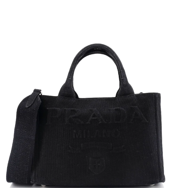 Embossed Logo Canapa Convertible Tote Canvas Mini