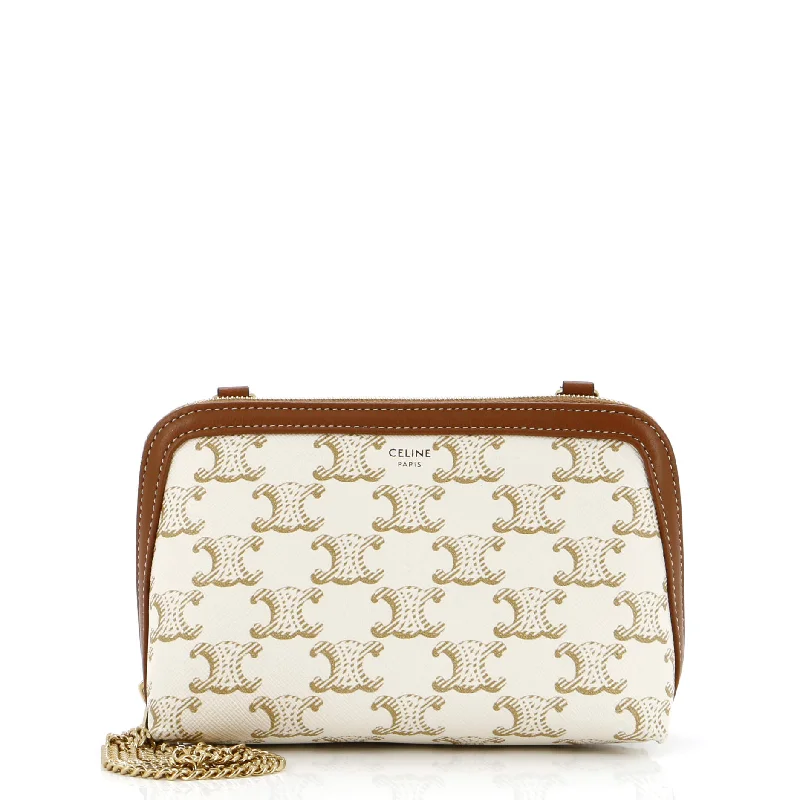 Zip Around Chain Clutch Triomphe Coated Canvas