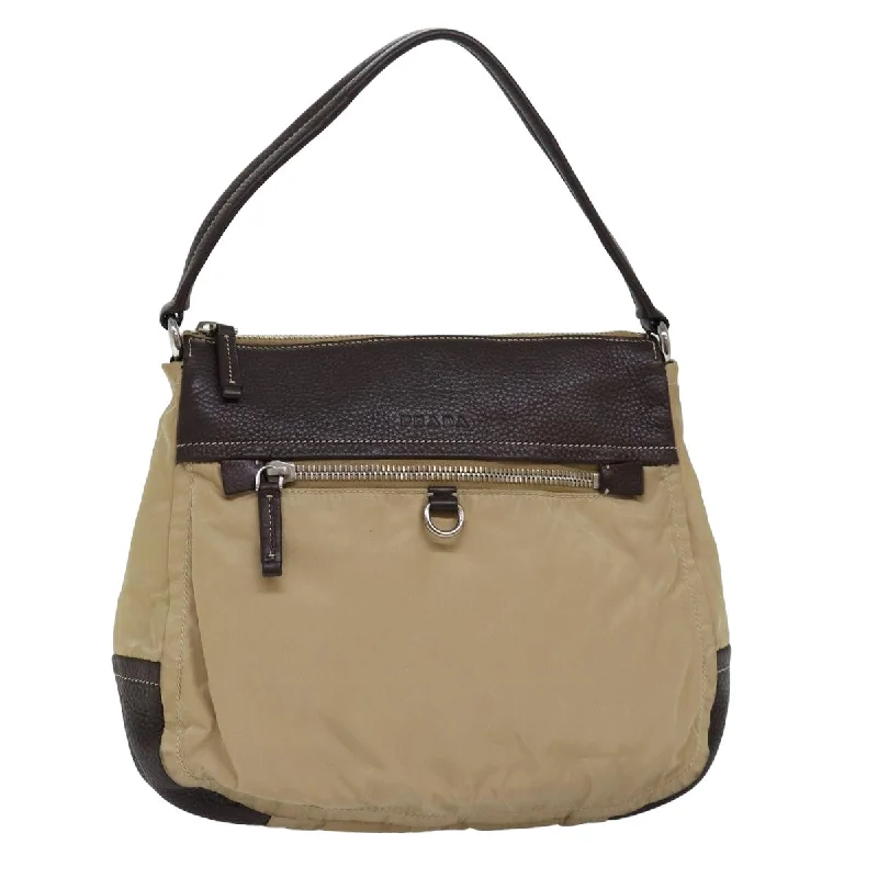 PRADA Shoulder Bag Nylon Beige Auth ep4286