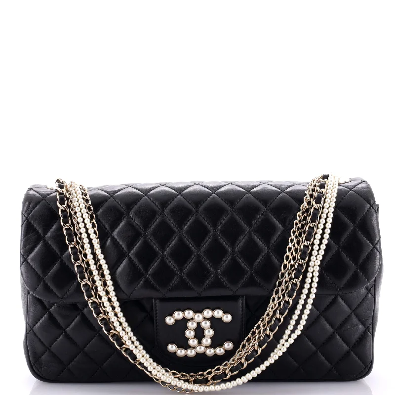 Westminster Pearl Chain Flap Bag Quilted Lambskin Medium