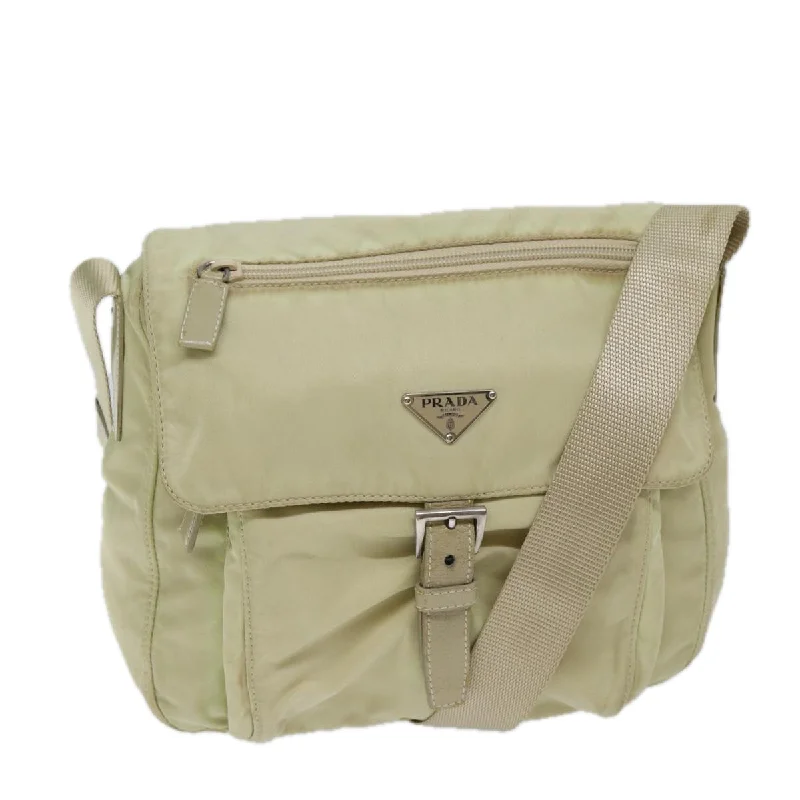 PRADA Shoulder Bag Nylon Beige Auth 71909