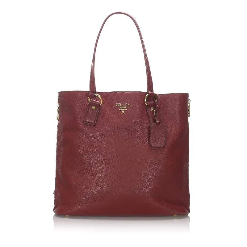 Prada Red Calf Leather Vitello Daino Tote Bag Italy