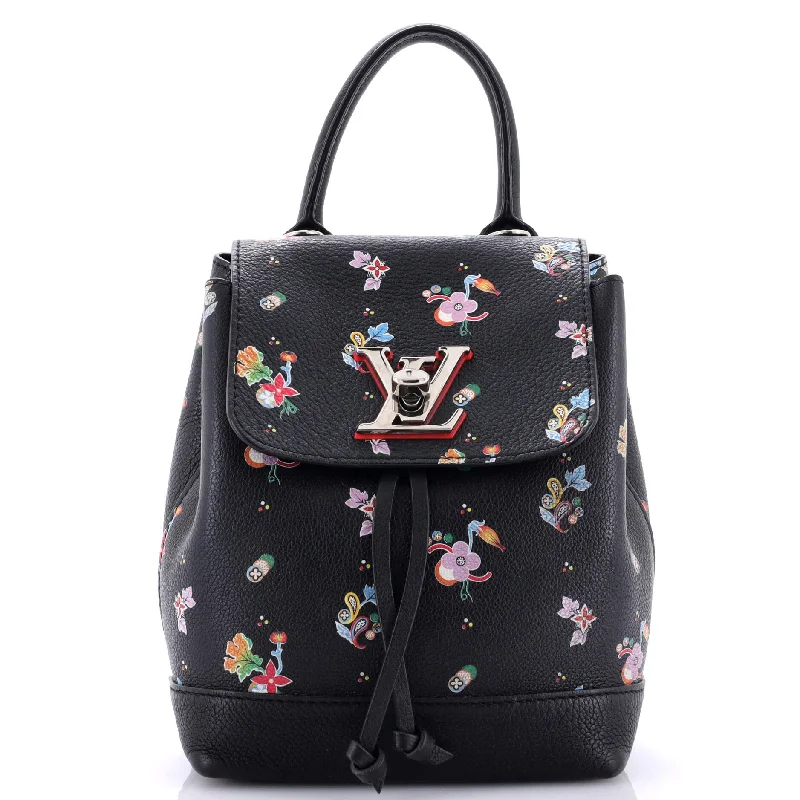 Lockme Backpack Floral Printed Leather Mini