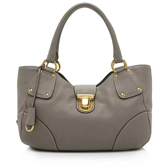 Prada Vitello Daino Leather Pushlock Tote