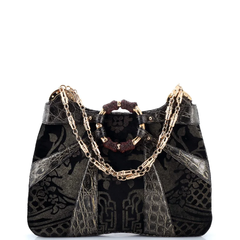 Jeweled Dragon Bag Crocodile and Velvet