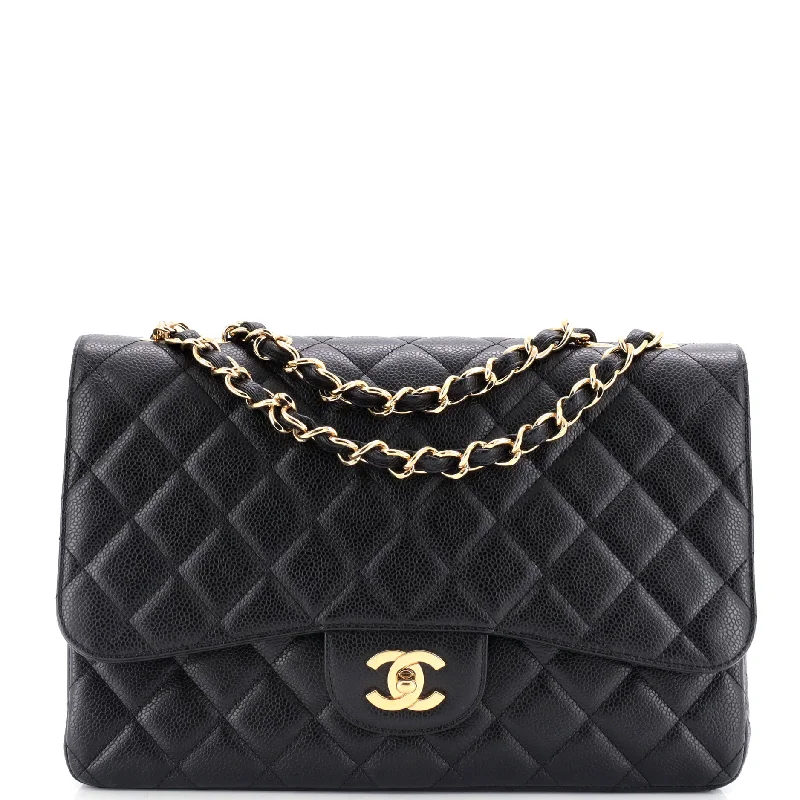 Classic Single Flap Bag Quilted Caviar Jumbo