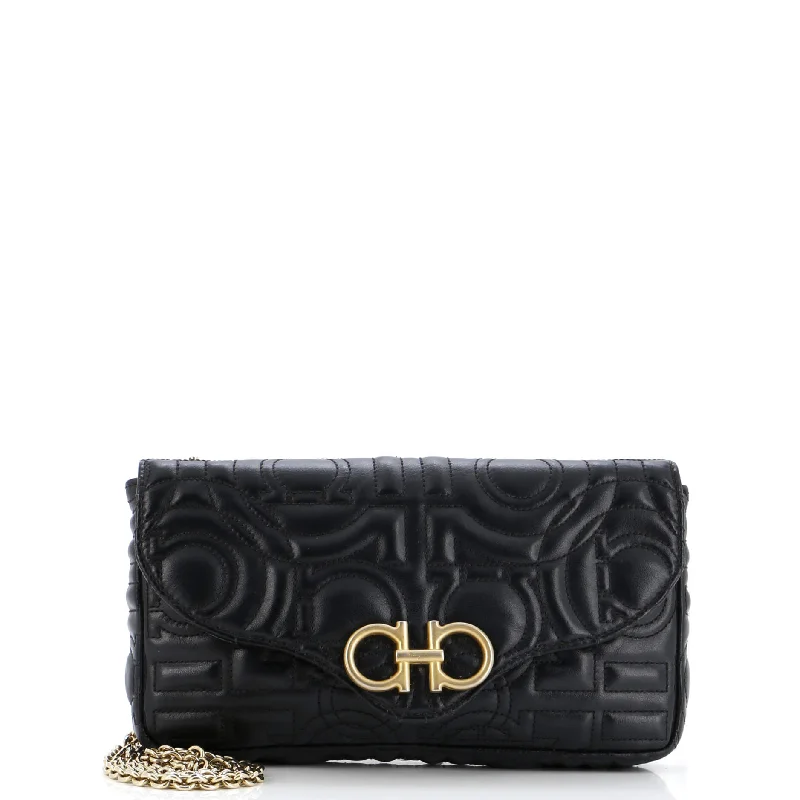 Gancini Chain Wallet Gancini Quilted Leather Mini