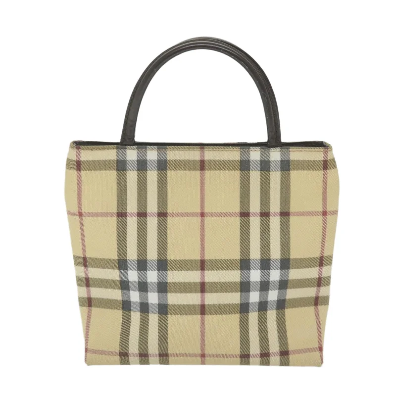 BURBERRY Nova Check Hand Bag PVC Leather Beige  yb436