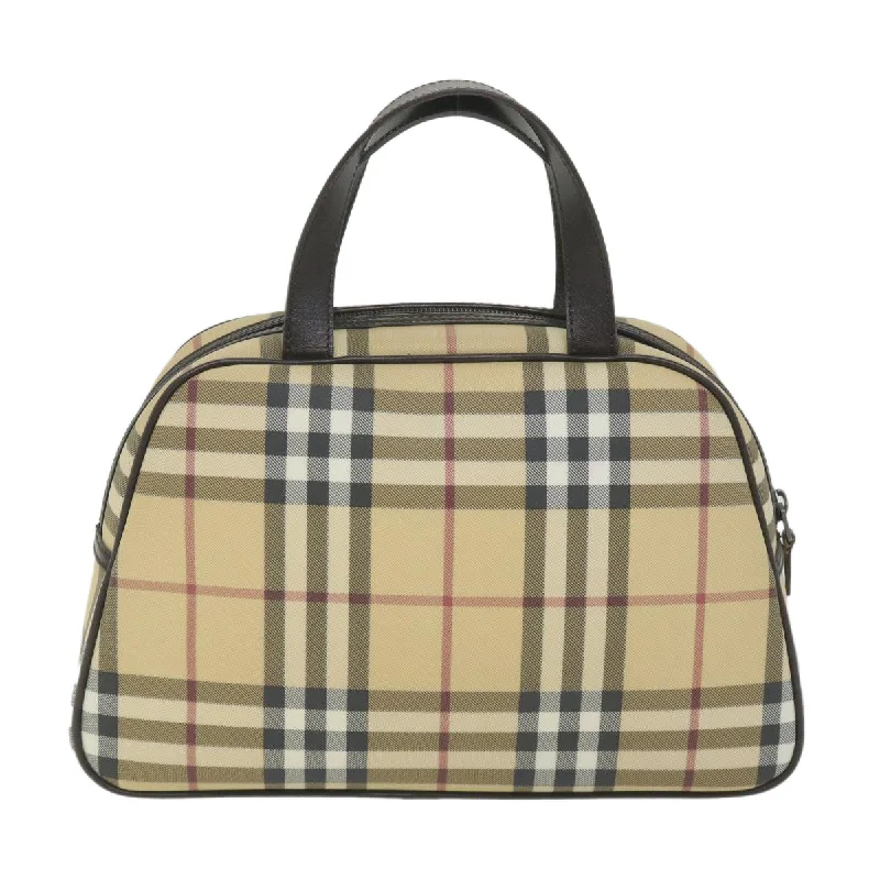 BURBERRY Nova Check Hand Bag PVC Leather Beige  ki3649