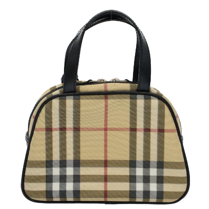 BURBERRY Nova Check Hand Bag PVC Leather Beige  58512