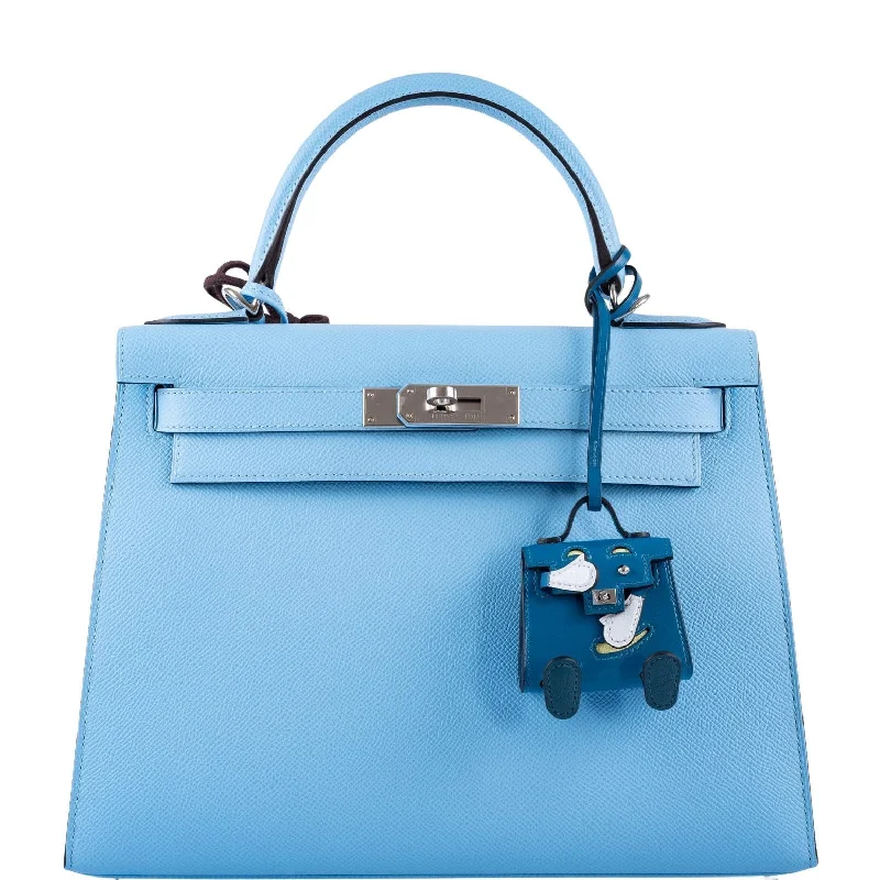 Hermès Kelly Quelle Idole Bag Charm Blue Izmir, Jaune Bourgeon, Blue Brume, Vert Bosphore Tadelakt Palladium Hardware