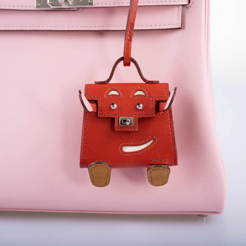 Hermès Micro Kelly Quelle Idole Bag Charm Rose Sakura, Sanguine, Nata, Sesame, Tadelakt and Chevre Mysore Palladium Hardware