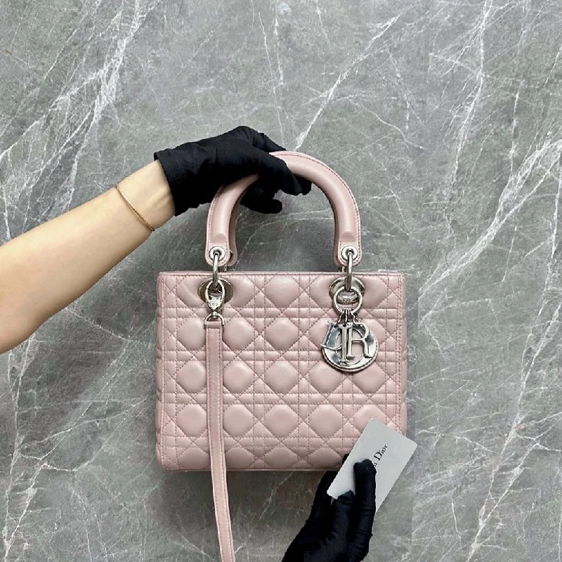 Christian Dior bags with a quilted pattern and gold - toned hardwareLady Medium Cannage Lambskin Mauve Pink SHW