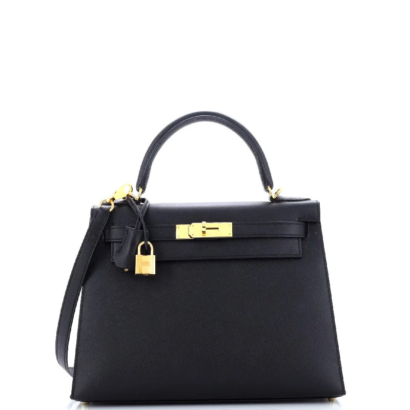 Kelly Handbag Noir Epsom with Gold Hardware 28