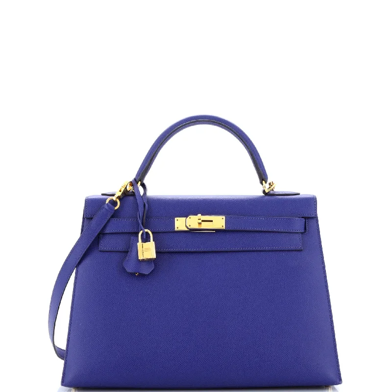 Kelly Handbag Bleu Electrique Epsom with Gold Hardware 32