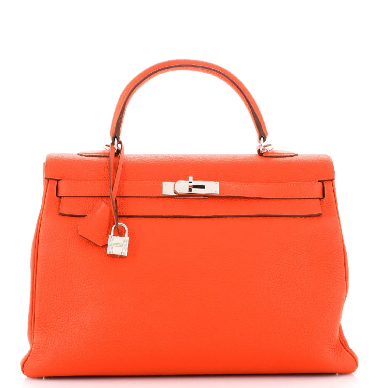 Kelly Handbag Capucine Togo with Palladium Hardware 35