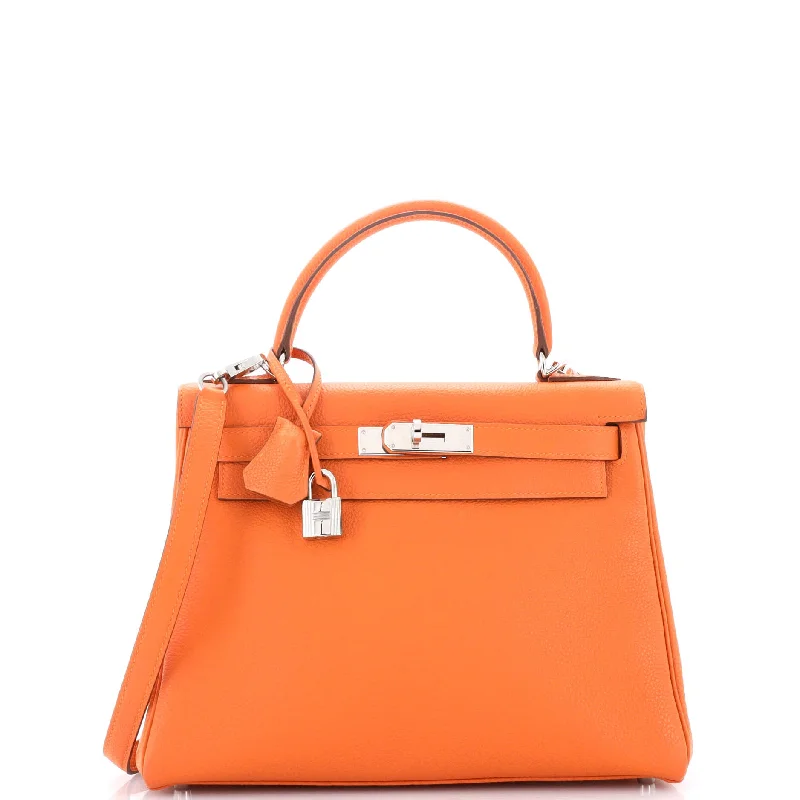 Kelly Handbag Orange H Vache Trekking with Palladium Hardware 28