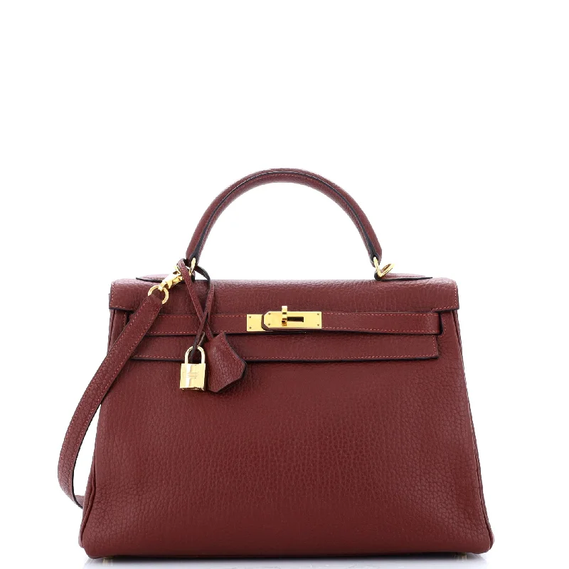 Kelly Handbag Rouge H Fjord with Gold Hardware 32