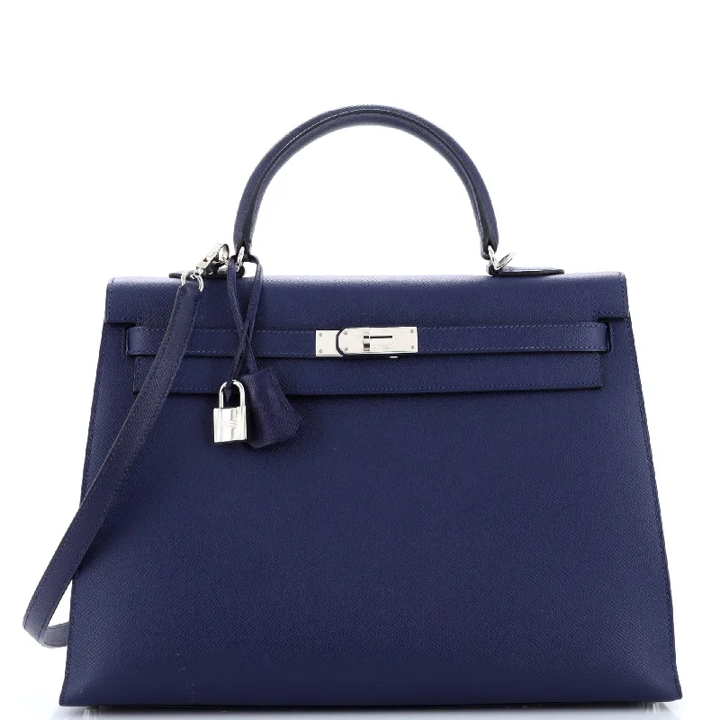 Kelly Handbag Verso Epsom with Palladium Hardware 35