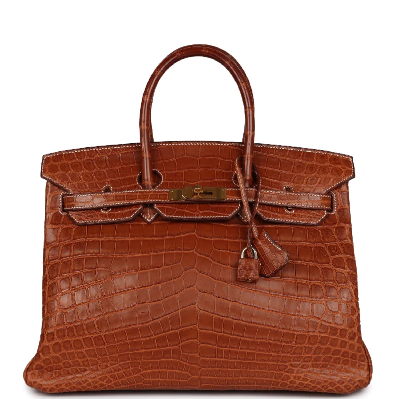 Hermes Birkin 35 Barenia Matte Niloticus Crocodile Gold Hardware