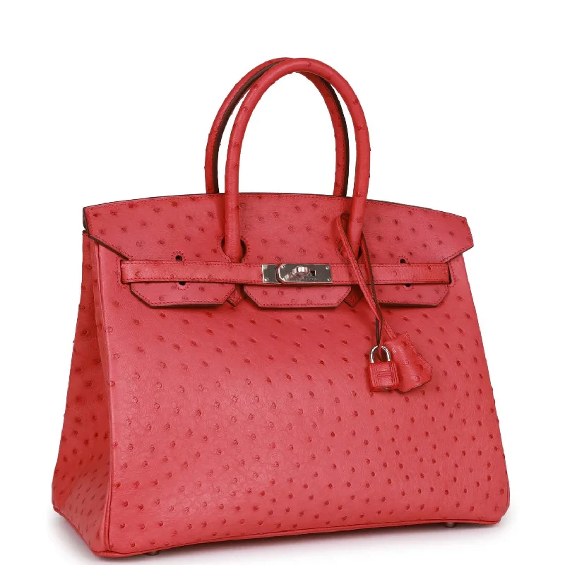 Top Quality Hermes Birkin 35 Bougainvillea Ostrich Palladium Hardware