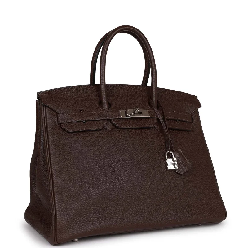 Top Quality Hermes Birkin 35 Chocolate Togo Palladium Hardware