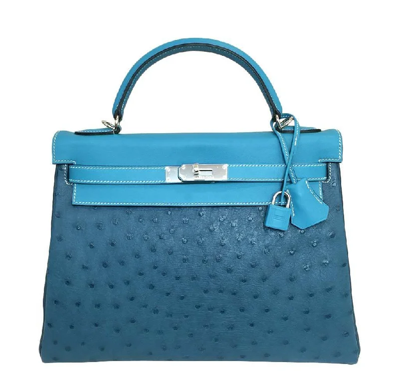 Hermès Limited Edition Kelly 32 Blue Green Bag