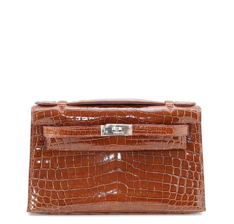 Hermès Kelly Pochette Mini Crocodile Miel Bag