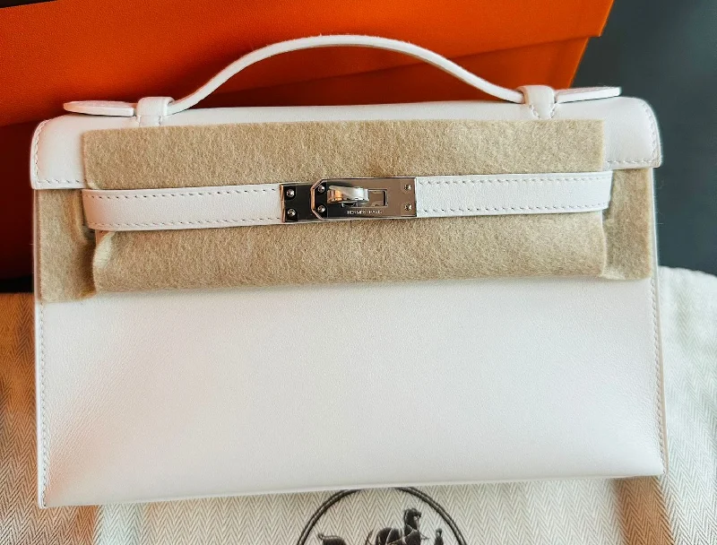 Hermes Kelly Pochette White Swift Palladium Hardware- Payment 1 JJ