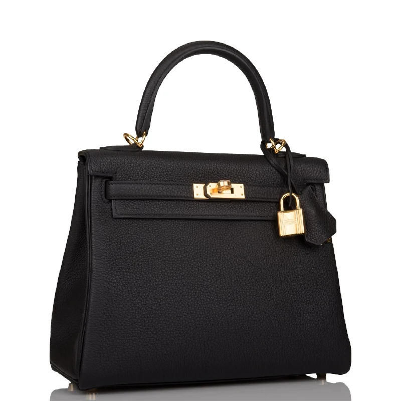 Hermes Kelly Retourne 25 Black Togo Gold Hardware