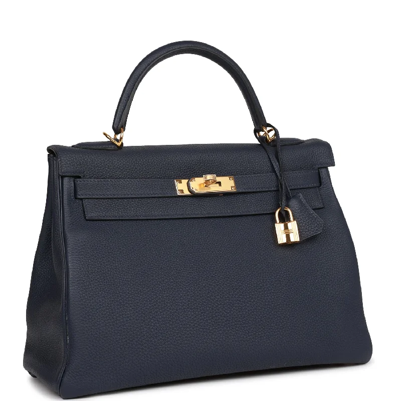 Hermes Kelly Retourne 32 Bleu Nuit Togo Gold Hardware