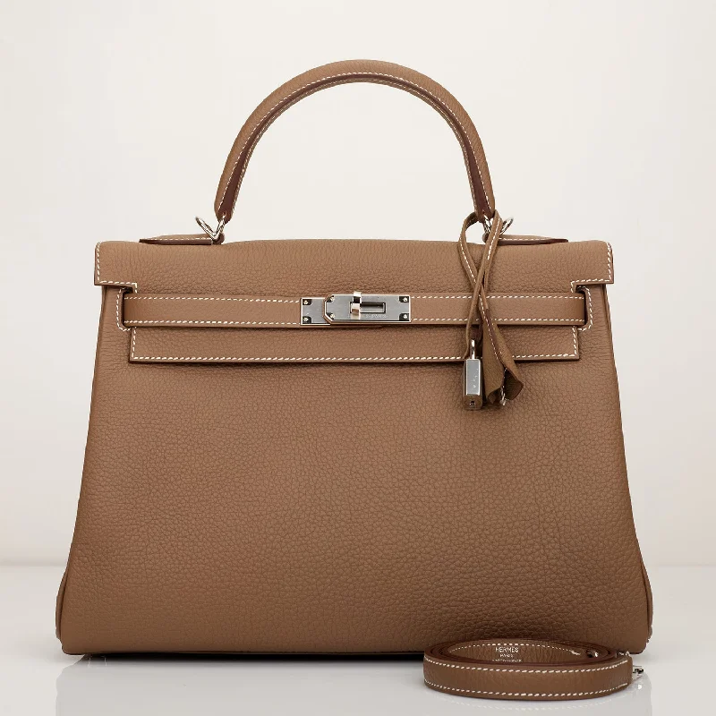 Hermes Kelly Retourne 32 Etoupe Togo Palladium Hardware