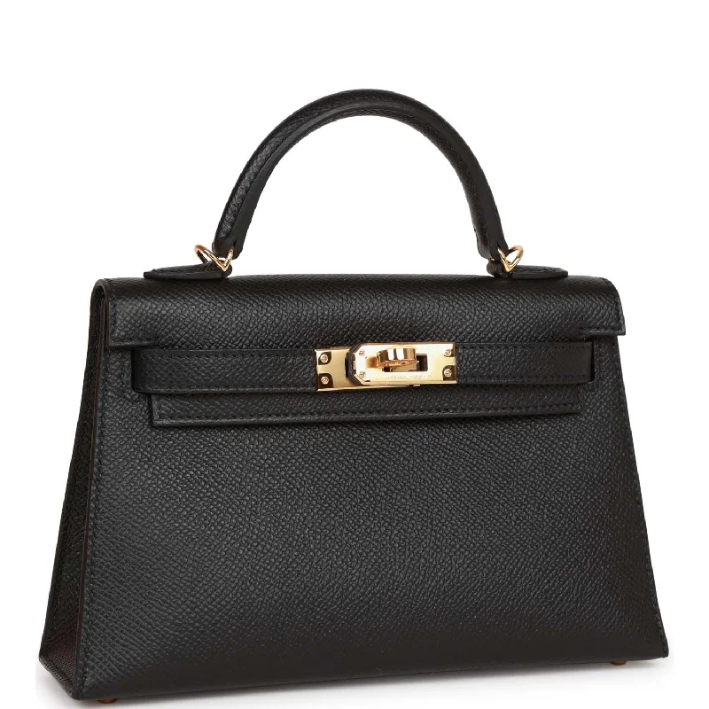 Hermes Kelly Sellier 20 Black Epsom Gold Hardware