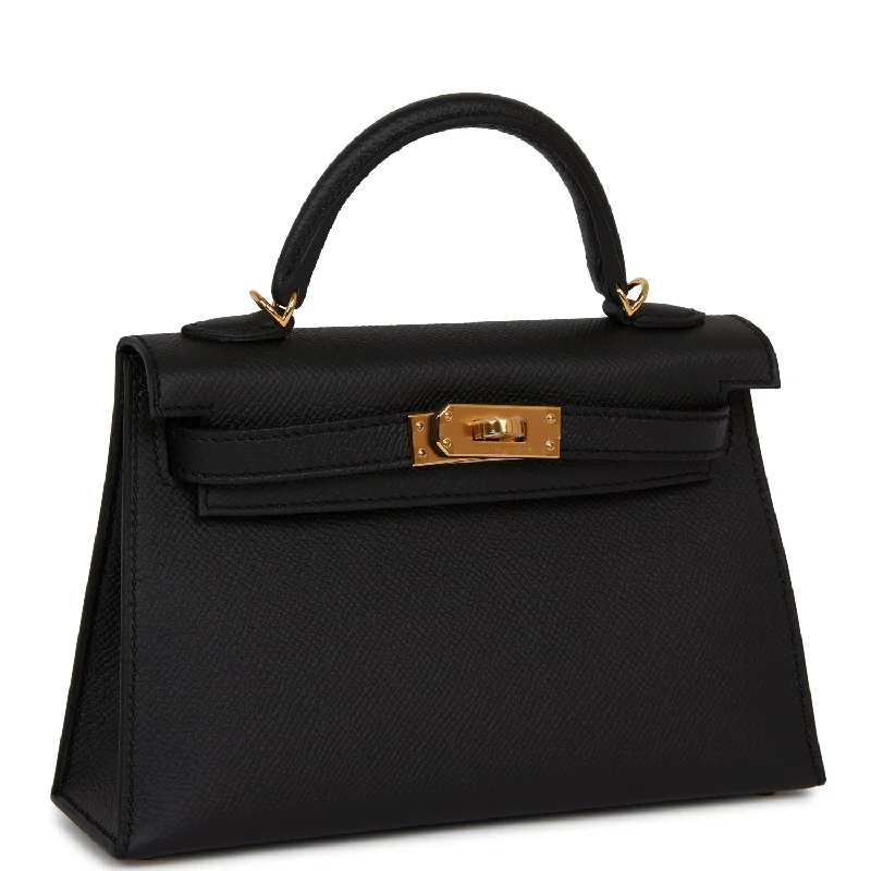 Hermes Kelly Sellier 20 Black Epsom Gold Hardware