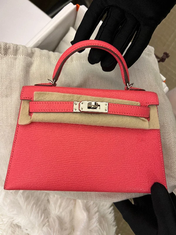 Hermes Kelly Sellier 20 Rose Lipstick Chevre Palladium Hardware