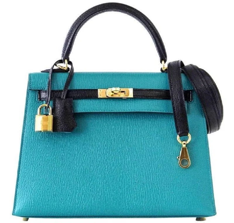 Hermès Kelly Sellier 25 Blue Paon Chevre GHW Bag