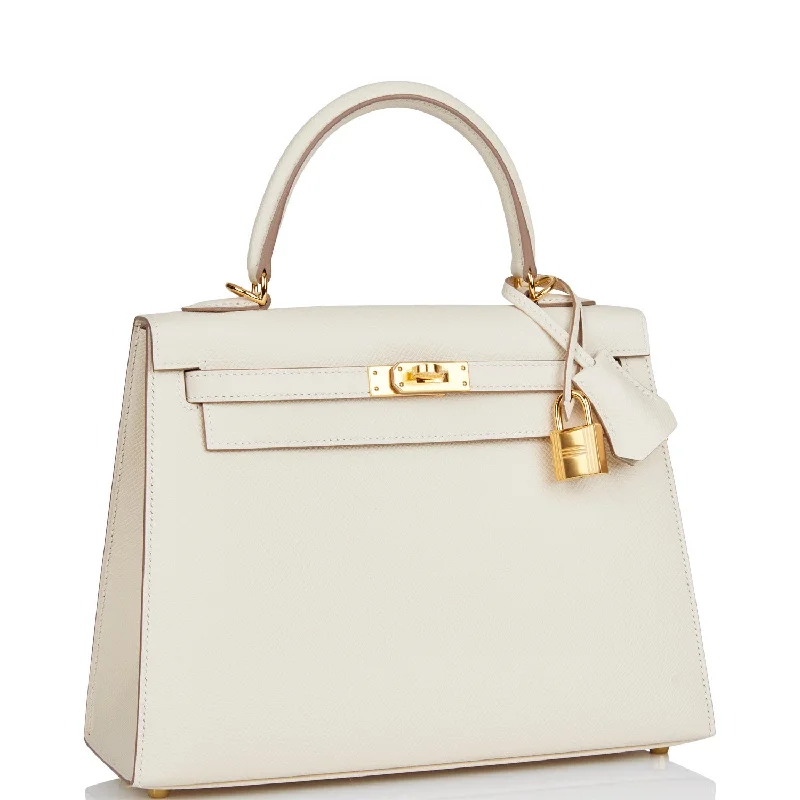 Hermes Kelly Sellier 25 Craie Epsom Gold Hardware