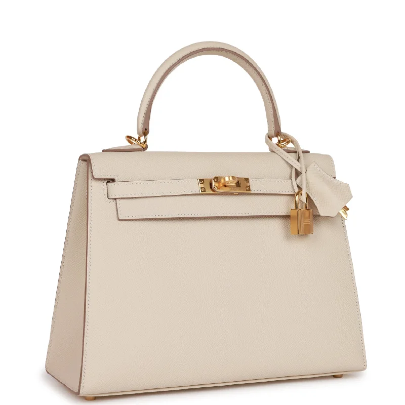 Hermes Kelly Sellier 25 Craie Epsom Gold Hardware