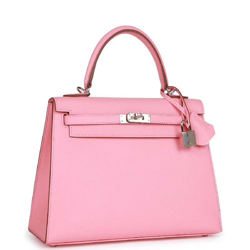 Hermes Kelly Sellier 25 Rose Confetti Epsom Palladium Hardware